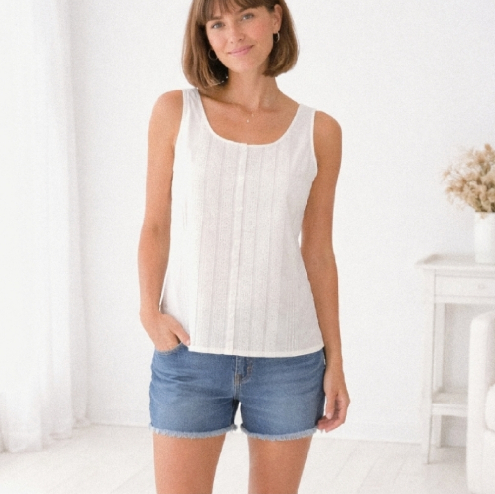 Vintage 90s Liz Claiborne Cotton Button Down Tank Top